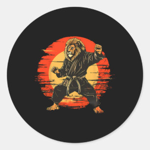 Kickboxen Löwe Taekwondo Mma Judo Kunstwerk Martia Runder Aufkleber