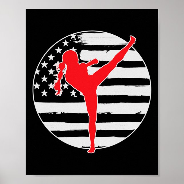 Kickboxen Mädchen USA-Flagge 4. Juli  Poster (Vorne)