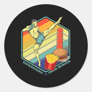 Kickboxen Muay Thai Boxen Pommes Burger Fastfood Runder Aufkleber
