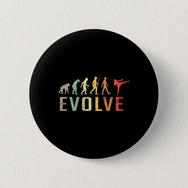 Kickboxen Muay-thai Evolution Vintage Lustiges Des Button (Vorderseite)