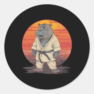 Kickboxen Nilpferd Kampfsport Karate Jiu-Jitsu MMA Runder Aufkleber