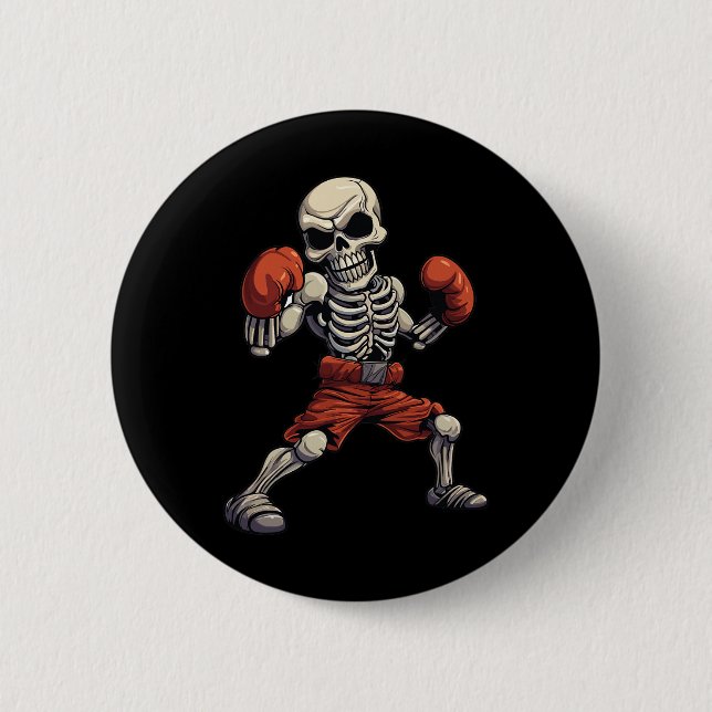 Kickboxen Skelett Lustiger Kickboxer Boxen  Button (Vorderseite)