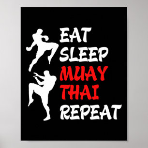 Kickboxen Thai Boxing Essen Schlafen Muay Thai Poster