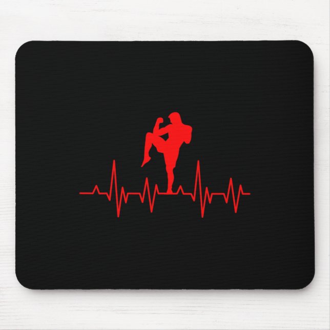 Kickboxen Thai Boxing Herzschlag Muay Thai  Mousepad (Vorne)