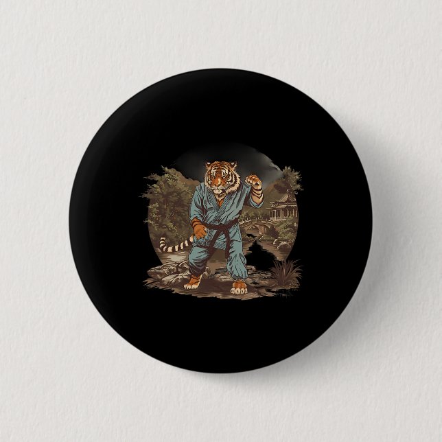 Kickboxen Tiger Pagode Tempel Kampfsport Karate Button (Vorderseite)
