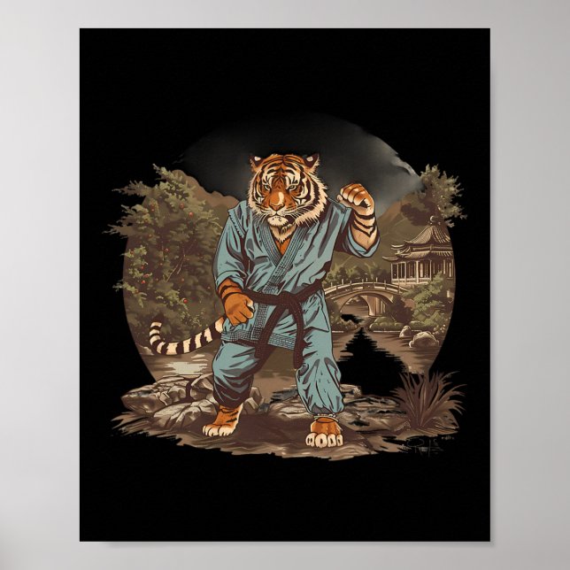 Kickboxen Tiger Pagode Tempel Kampfsport Karate Poster (Vorne)