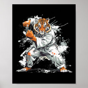 Kickboxen Tiger Wasserfarbe Kampfsport Karate Ti Poster