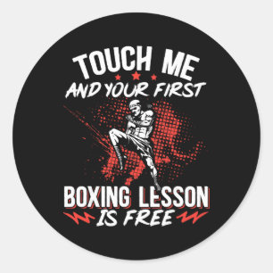 Kickboxen Vintage Berühre Mich Und Dein Erstes Box Runder Aufkleber