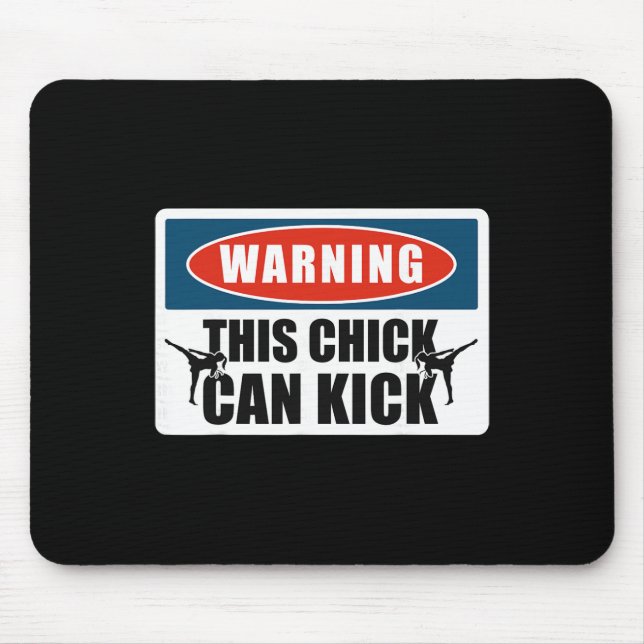 Kickboxen Vintage-Warnung Dieses Mädchen kann tret Mousepad (Vorne)