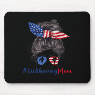 Kickboxende Mutter Amerikanische Flagge Muttertag Mousepad