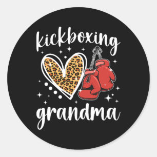 Kickboxende Oma eines Kickboxer-Großmutter hören Runder Aufkleber