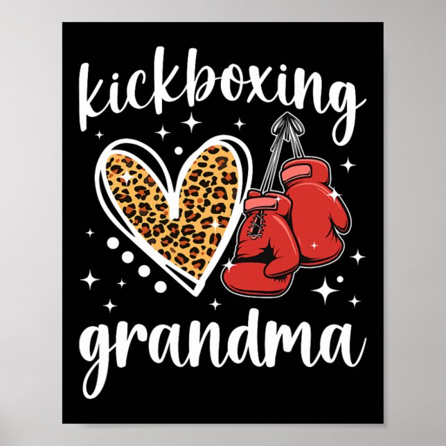 Kickboxende Oma eines Kickboxers Großmutter hören Poster (Vorne)