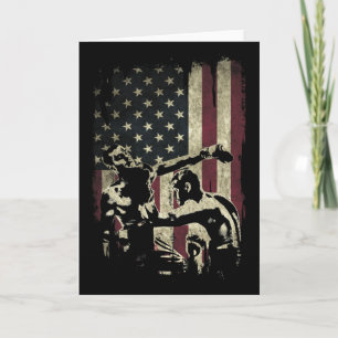 Kickboxer auf patriotischer amerikanischer Flagge Karte