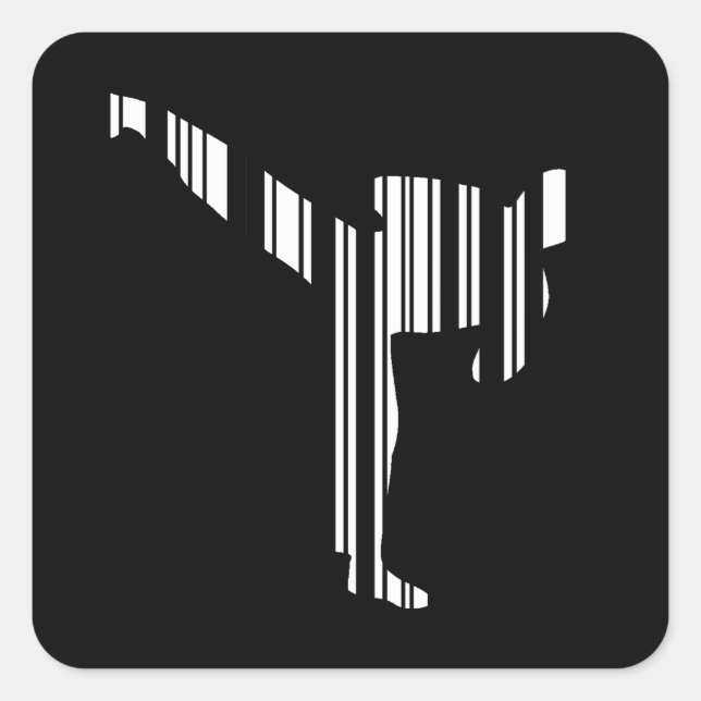 KICKBOXER BAR CODE-Kickboxing Strichcode-Muster Quadratischer Aufkleber (Vorderseite)