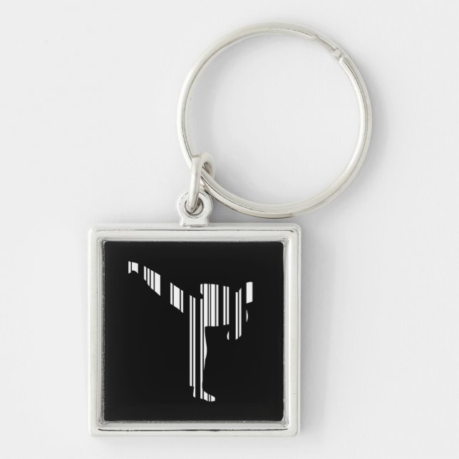 KICKBOXER BAR CODE-Kickboxing Strichcode-Muster Schlüsselanhänger (Vorne)