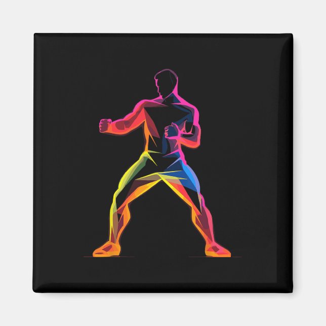 Kickboxer Cartoon-Stil Kickboxer Savate  Magnet (Vorne)