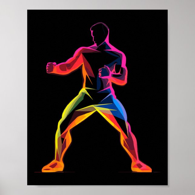 Kickboxer Cartoon-Stil Kickboxer Savate  Poster (Vorne)