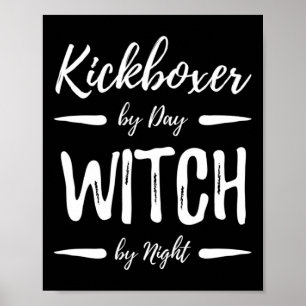 Kickboxer-Hexe Lustiges Kickboxen Halloween-Kostüm Poster