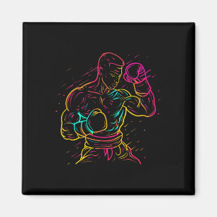 Kickboxer-Junge-Zeichnung 80er-Look Kickboxer für Magnet