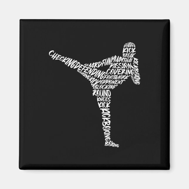Kickboxer Kampfsport-Typografie Männer Kinder Jung Magnet (Vorne)