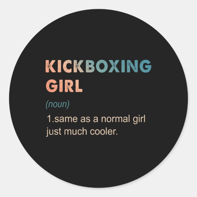 Kickboxer-Mädchen Definition Lustiger Kickboxer-Fa Runder Aufkleber (Vorderseite)