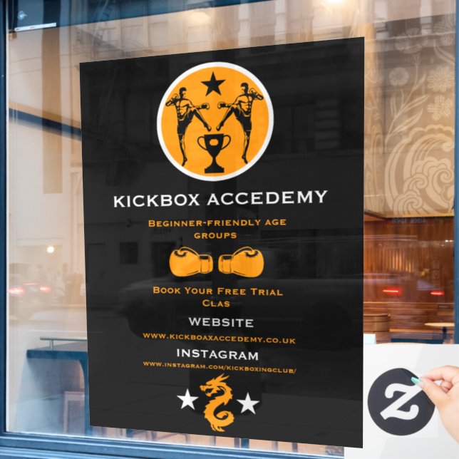 Kickboxer Muay Thai Geschäftswerbung Fensteraufkleber (Café-Fenster)