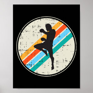 Kickboxer-Silhouette Retro-Kampfsport-Geschenke Poster
