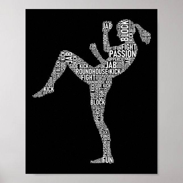 Kickboxer-Typografie - Kickboxen Mixed Martial Ar Poster (Vorne)