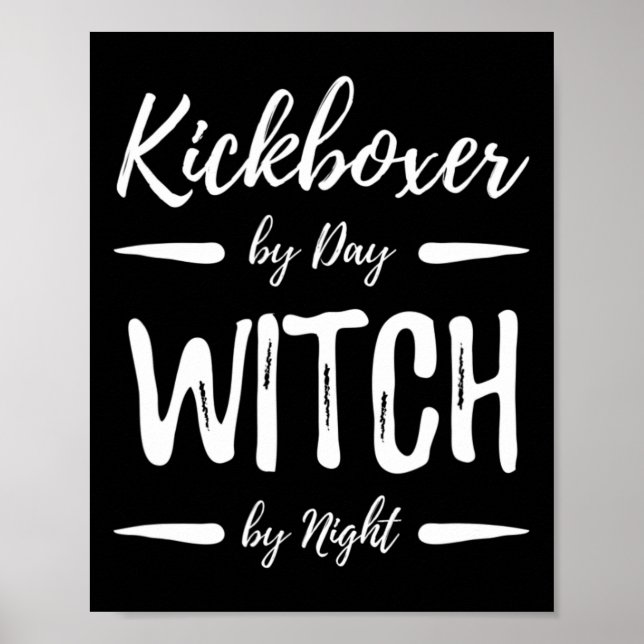 Kickboxer Witch Funny Kickboxing Halloween Costume Poster (Vorne)