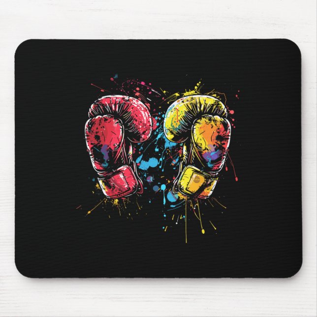 Kickboxhandschuhe Splotch Kampfsportler  Mousepad (Vorne)