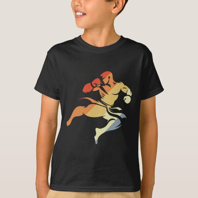 Kickboxing Boy Sketch 90s Look Martial Arts  T-Shirt (Vorderseite)