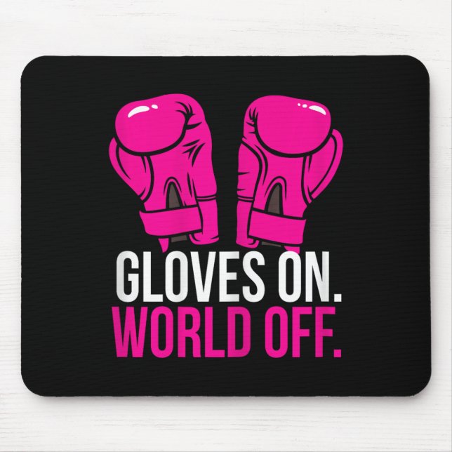 Kickboxing Chick Kickboxer Training Gloves On Worl Mousepad (Vorne)