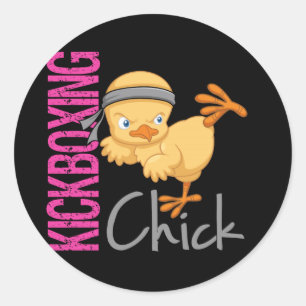 Kickboxing Chick Runder Aufkleber