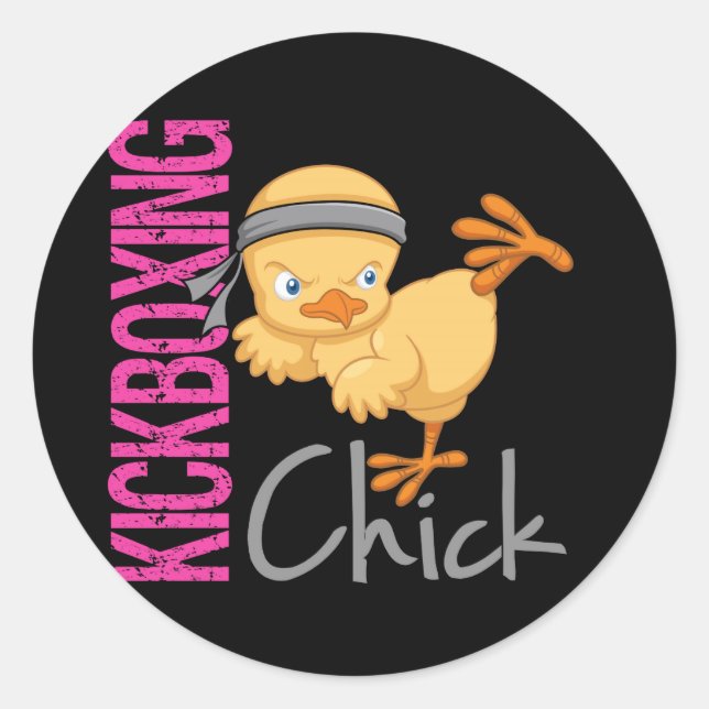Kickboxing Chick Runder Aufkleber (Vorderseite)