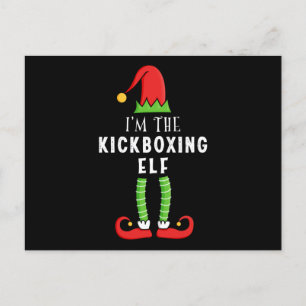 Kickboxing Elf Weihnachts-Matching Familiengeschen Postkarte