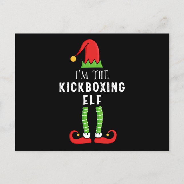 Kickboxing Elf Weihnachts-Matching Familiengeschen Postkarte (Vorderseite)