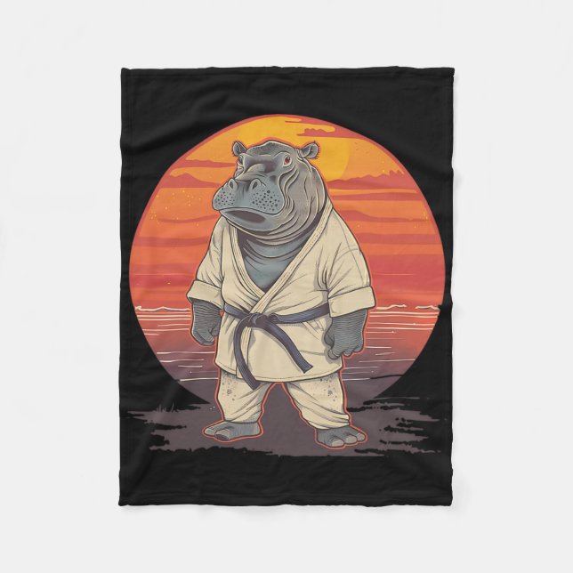 Kickboxing Hippo Martial Arts Karate Jiu-jitsu Mma Fleecedecke (Vorderseite)