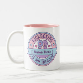 Kickboxing Is My Therapy Personalized Name  Zweifarbige Tasse