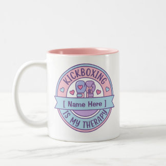 Kickboxing Is My Therapy Personalized Name Zweifarbige Tasse