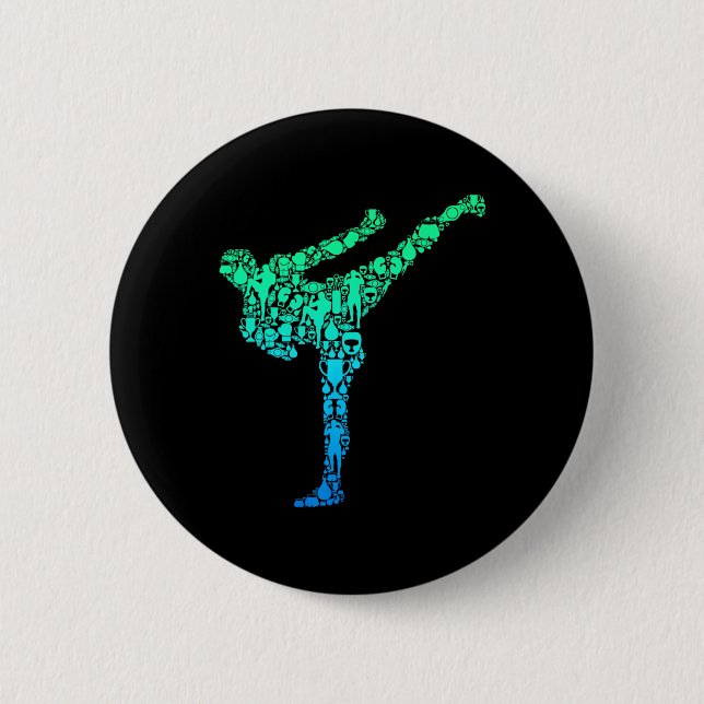 Kickboxing Kickboxer Karate Kids Boys Men  Button (Vorderseite)