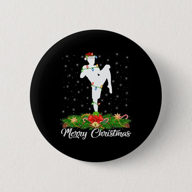 Kickboxing Lover Matching Santa Hat Kickboxing Chr Button (Vorderseite)