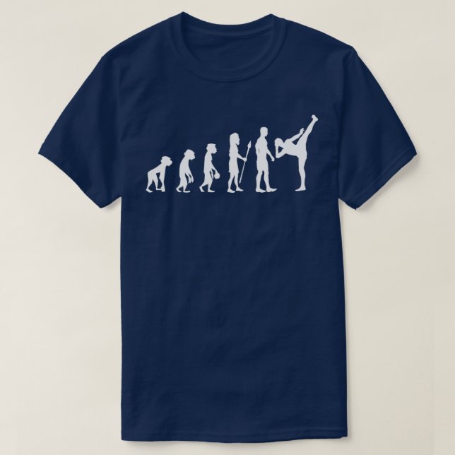 Kickboxing lustige Retro-Evolution der Menschheit  T-Shirt (Design vorne)