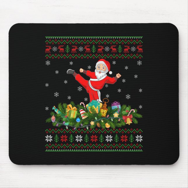 Kickboxing Martial Art Lover Xmas Ugly Kickboxing Mousepad (Vorne)