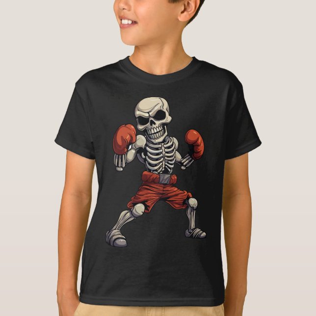Kickboxing Skeleton Funny Kickboxer Boxing T-Shirt (Vorderseite)