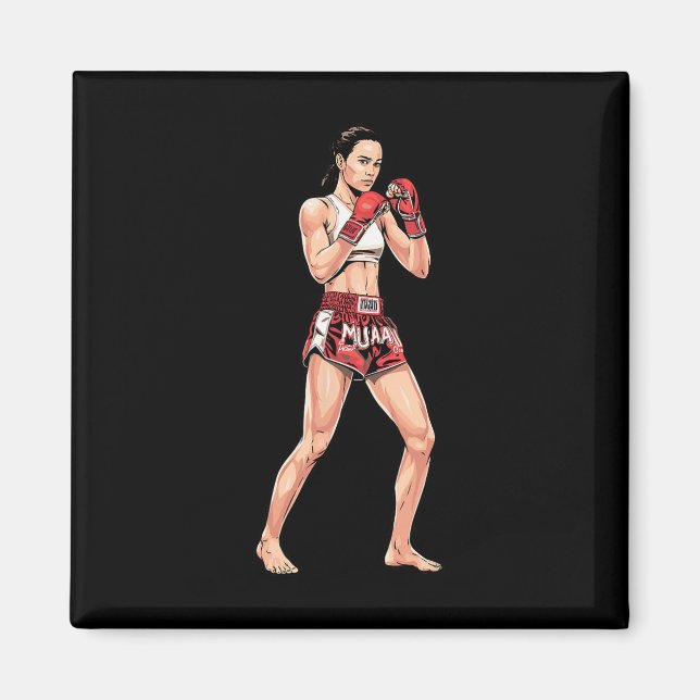Kickboxing Stance Thai Boxen Ein Muay Thai Kämpfer Magnet (Vorne)