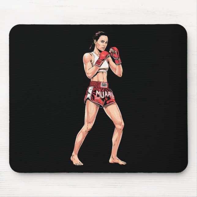Kickboxing Stance Thai Boxen Ein Muay Thai Kämpfer Mousepad (Vorne)