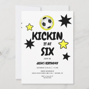 Kickin it at Six 6. Geburtstags-Soccer-Party Einladung
