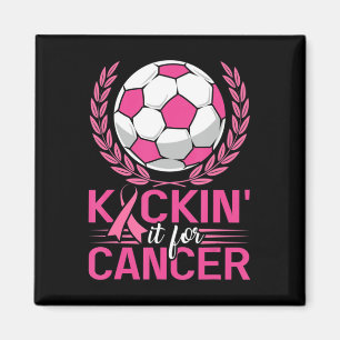 Kickin it for Cancer Soccer Pink Ribbon Breast Can Magnet