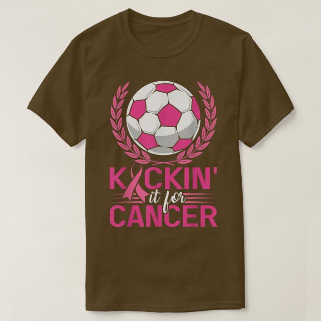Kickin it for Cancer Soccer Pink Ribbon Breast Can T-Shirt (Design vorne)