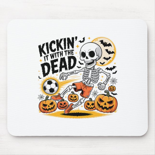 Kickin' It Halloween Skeleton Soccer Player  Mousepad (Vorne)